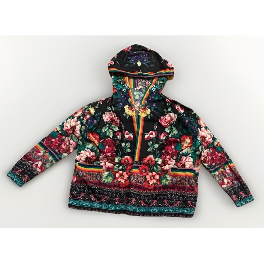 JOHNNY WAS Floral Bethia Open Cardigan Cashmere Sweater XS Hoodie Rare